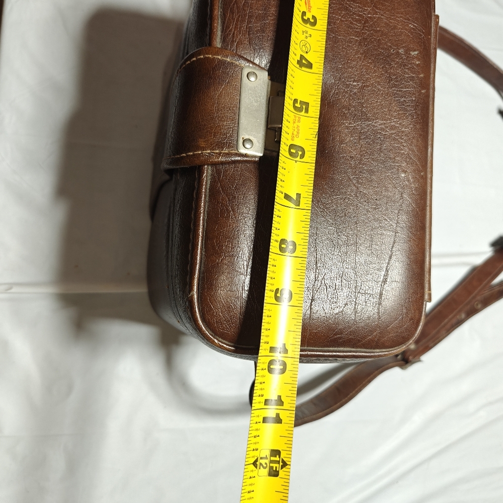 Vintage Brown Faux Leather Case with Buckle Strap Camera  Storage Case - Picture 10 of 15
